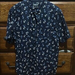 Trunk Ltd. Navy Anchor Print Casual Button Down Shirt